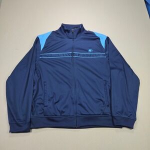 Starter Mens Track Jacket Full Zip Navy Blue Light‎ Blue Logo Size Large